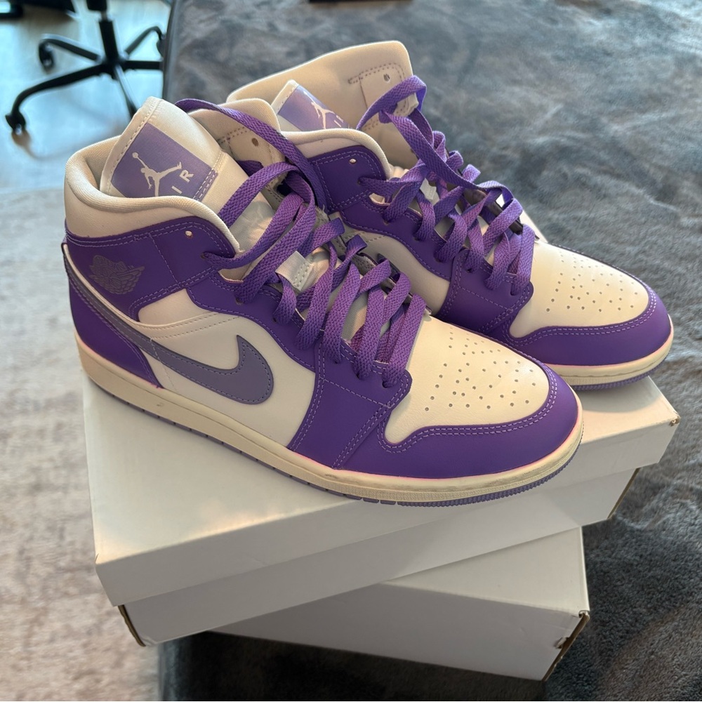Nike Air Jordan Purple and White High Tops